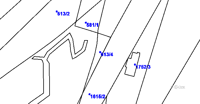 Parcela st. 613/4 v KÚ Hlubočepy, Katastrální mapa