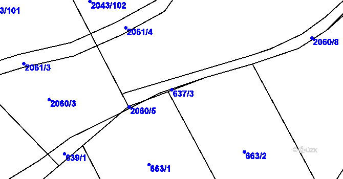 Parcela st. 637/3 v KÚ Hlubočepy, Katastrální mapa