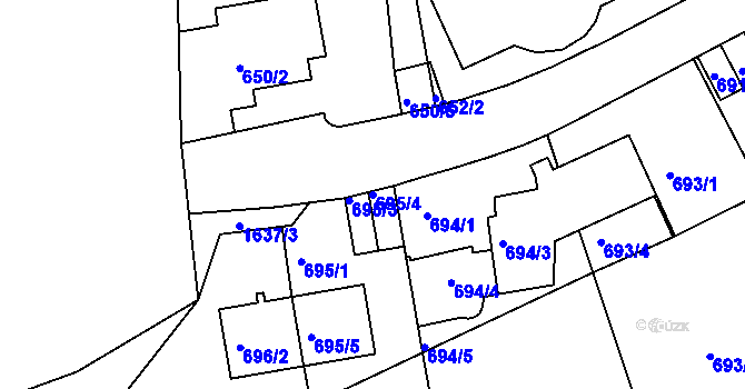 Parcela st. 695/4 v KÚ Hlubočepy, Katastrální mapa