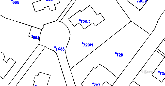 Parcela st. 729/1 v KÚ Hlubočepy, Katastrální mapa