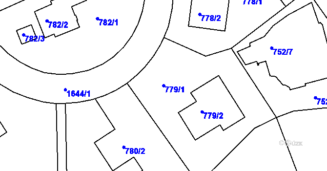 Parcela st. 779/1 v KÚ Hlubočepy, Katastrální mapa