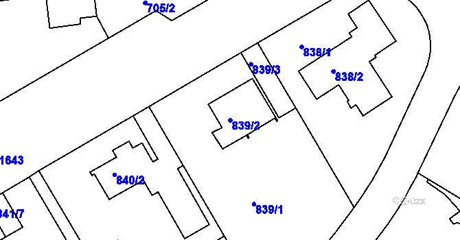 Parcela st. 839/2 v KÚ Hlubočepy, Katastrální mapa