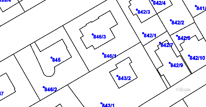 Parcela st. 846/1 v KÚ Hlubočepy, Katastrální mapa
