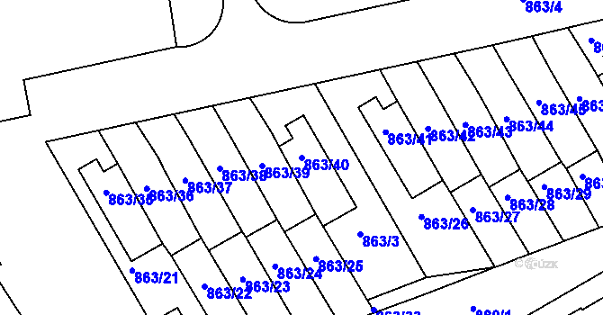Parcela st. 863/40 v KÚ Hlubočepy, Katastrální mapa