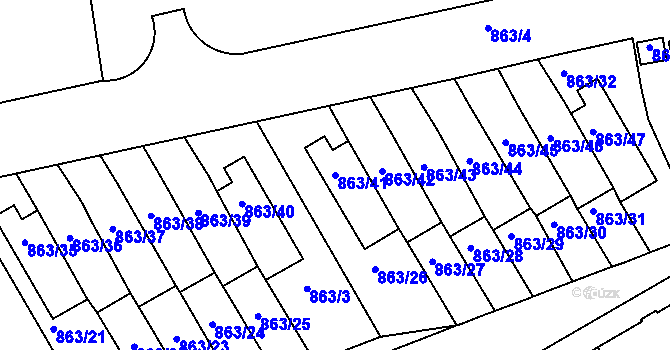 Parcela st. 863/41 v KÚ Hlubočepy, Katastrální mapa