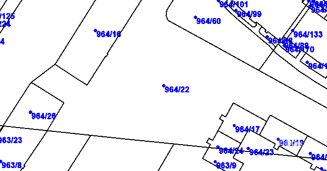 Parcela st. 964/22 v KÚ Hlubočepy, Katastrální mapa