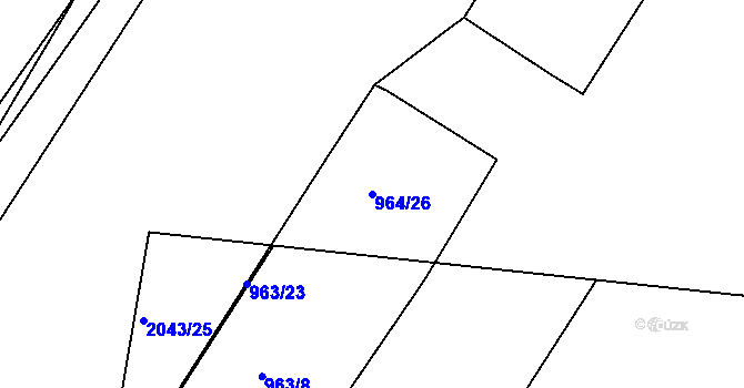 Parcela st. 964/26 v KÚ Hlubočepy, Katastrální mapa