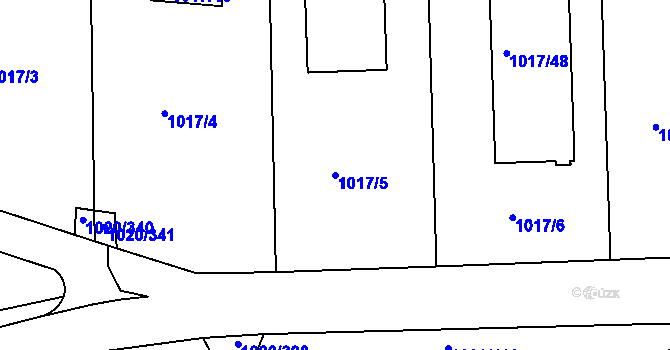 Parcela st. 1017/5 v KÚ Hlubočepy, Katastrální mapa