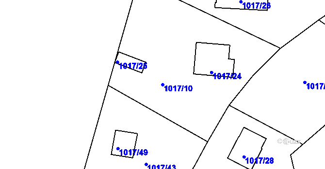 Parcela st. 1017/10 v KÚ Hlubočepy, Katastrální mapa
