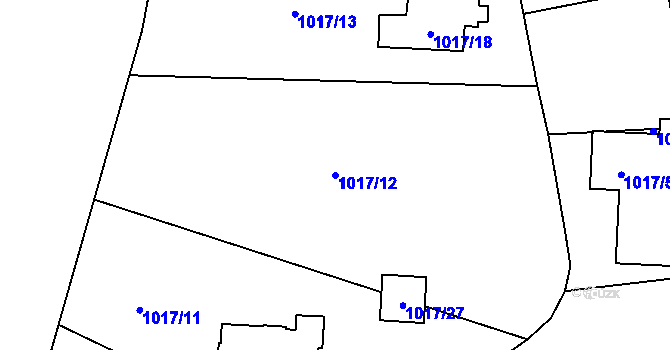 Parcela st. 1017/12 v KÚ Hlubočepy, Katastrální mapa