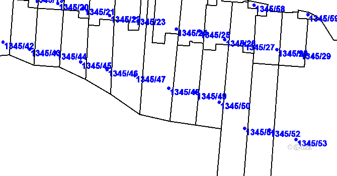 Parcela st. 1345/48 v KÚ Hlubočepy, Katastrální mapa