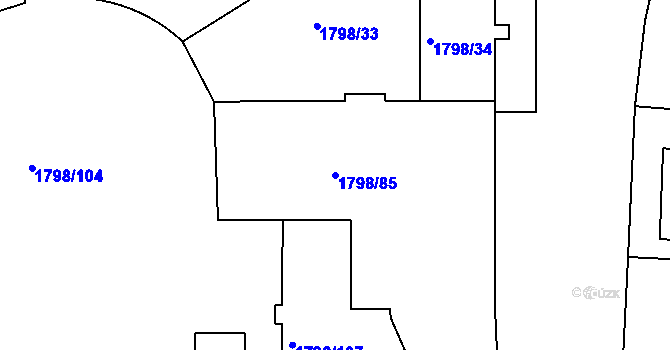 Parcela st. 1798/85 v KÚ Hlubočepy, Katastrální mapa