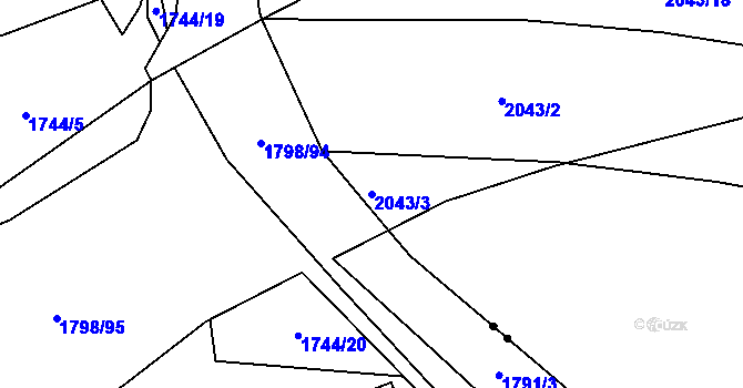 Parcela st. 2043/3 v KÚ Hlubočepy, Katastrální mapa