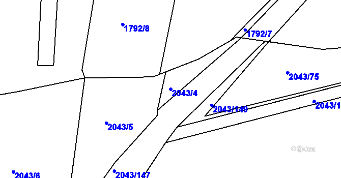 Parcela st. 2043/4 v KÚ Hlubočepy, Katastrální mapa