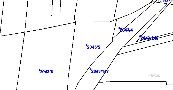 Parcela st. 2043/5 v KÚ Hlubočepy, Katastrální mapa