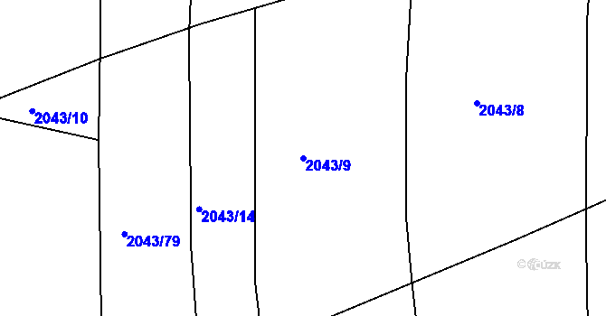Parcela st. 2043/9 v KÚ Hlubočepy, Katastrální mapa