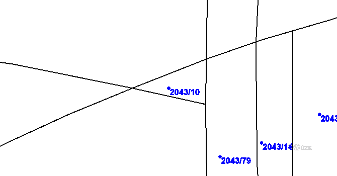 Parcela st. 2043/10 v KÚ Hlubočepy, Katastrální mapa