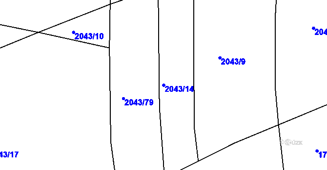 Parcela st. 2043/14 v KÚ Hlubočepy, Katastrální mapa