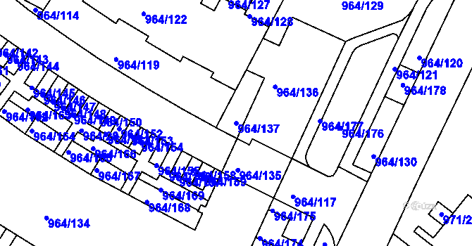 Parcela st. 964/137 v KÚ Hlubočepy, Katastrální mapa