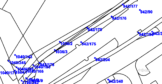 Parcela st. 942/175 v KÚ Hlubočepy, Katastrální mapa