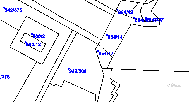 Parcela st. 964/47 v KÚ Hlubočepy, Katastrální mapa
