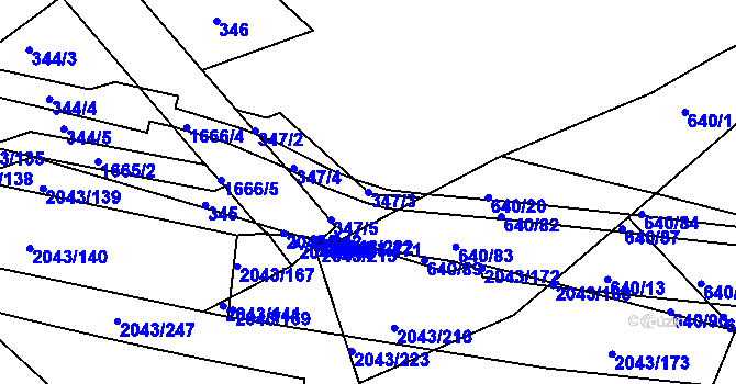 Parcela st. 347/3 v KÚ Hlubočepy, Katastrální mapa