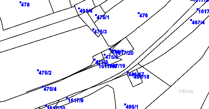 Parcela st. 475/6 v KÚ Hlubočepy, Katastrální mapa