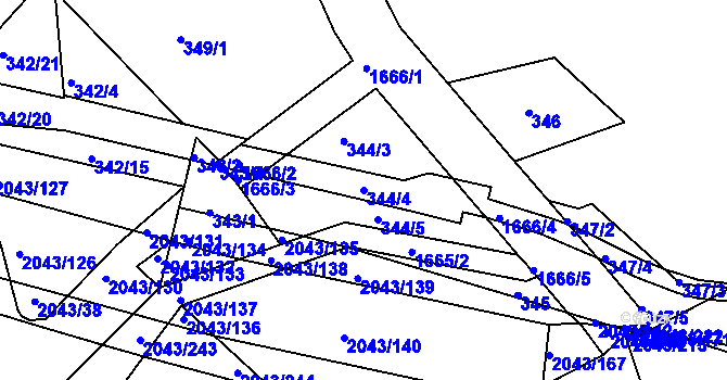 Parcela st. 344/4 v KÚ Hlubočepy, Katastrální mapa