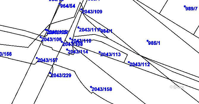 Parcela st. 2043/113 v KÚ Hlubočepy, Katastrální mapa