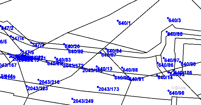 Parcela st. 640/87 v KÚ Hlubočepy, Katastrální mapa