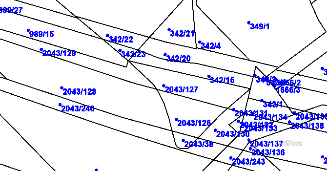 Parcela st. 2043/127 v KÚ Hlubočepy, Katastrální mapa