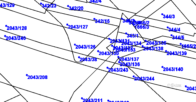 Parcela st. 2043/130 v KÚ Hlubočepy, Katastrální mapa