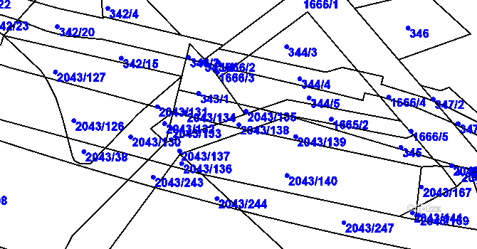 Parcela st. 2043/138 v KÚ Hlubočepy, Katastrální mapa