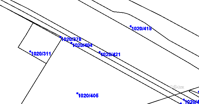 Parcela st. 1020/421 v KÚ Hlubočepy, Katastrální mapa