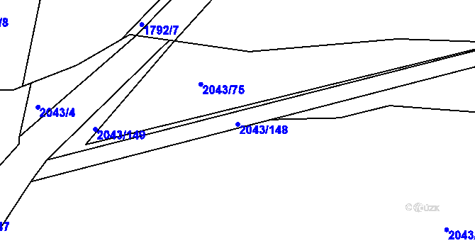 Parcela st. 2043/148 v KÚ Hlubočepy, Katastrální mapa