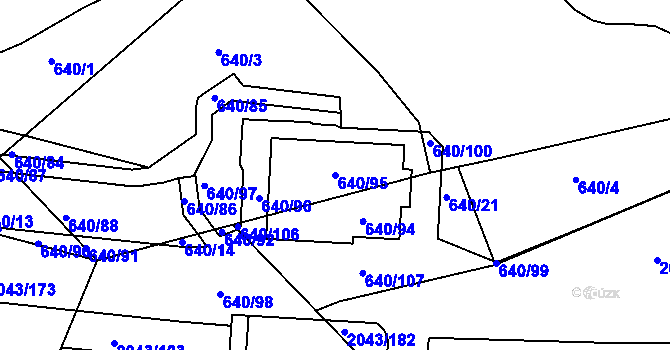 Parcela st. 640/95 v KÚ Hlubočepy, Katastrální mapa