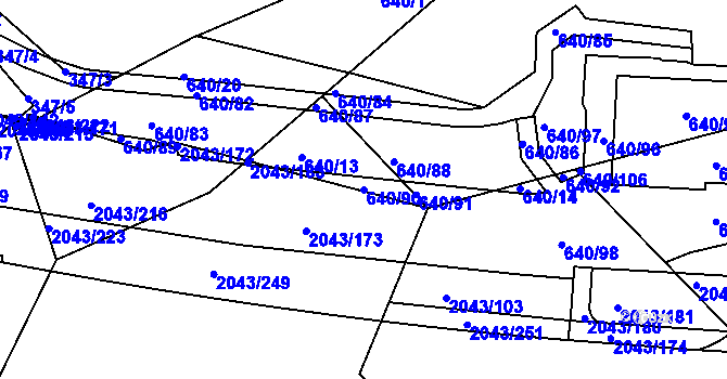 Parcela st. 640/90 v KÚ Hlubočepy, Katastrální mapa