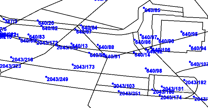 Parcela st. 640/91 v KÚ Hlubočepy, Katastrální mapa