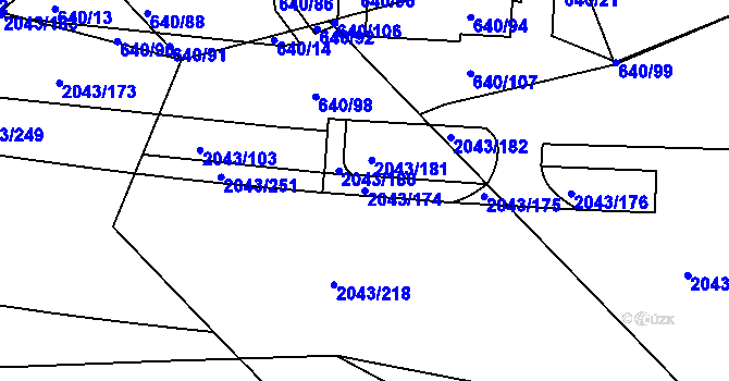 Parcela st. 2043/174 v KÚ Hlubočepy, Katastrální mapa