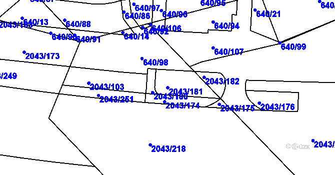 Parcela st. 2043/181 v KÚ Hlubočepy, Katastrální mapa
