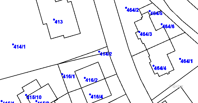 Parcela st. 414/2 v KÚ Hlubočepy, Katastrální mapa