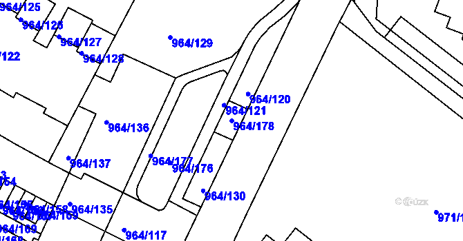 Parcela st. 964/178 v KÚ Hlubočepy, Katastrální mapa