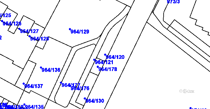 Parcela st. 964/120 v KÚ Hlubočepy, Katastrální mapa