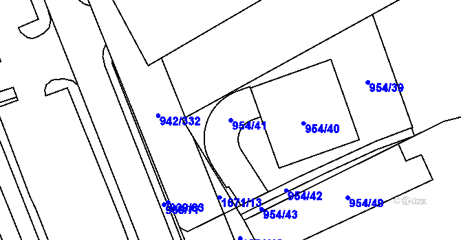 Parcela st. 954/41 v KÚ Hlubočepy, Katastrální mapa
