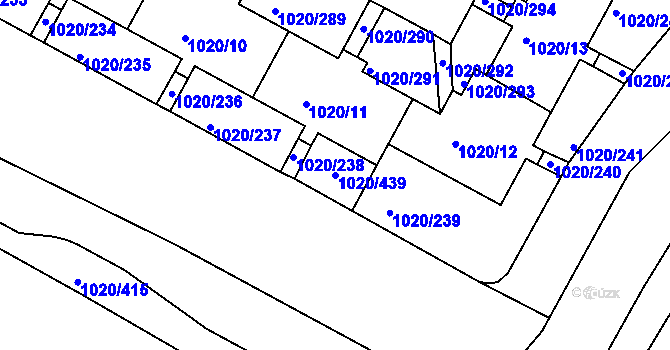 Parcela st. 1020/439 v KÚ Hlubočepy, Katastrální mapa