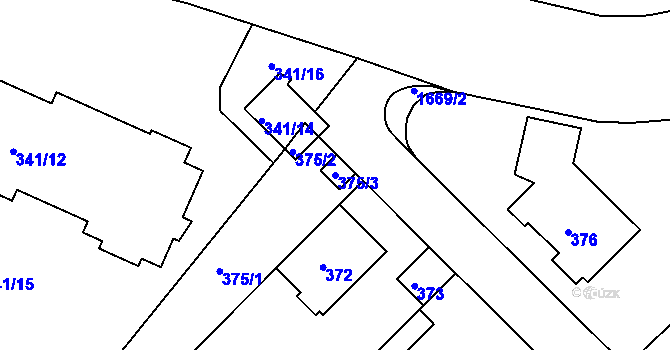 Parcela st. 375/3 v KÚ Hlubočepy, Katastrální mapa