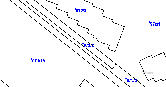 Parcela st. 972/2 v KÚ Hlubočepy, Katastrální mapa