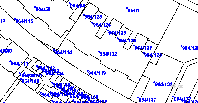 Parcela st. 964/122 v KÚ Hlubočepy, Katastrální mapa