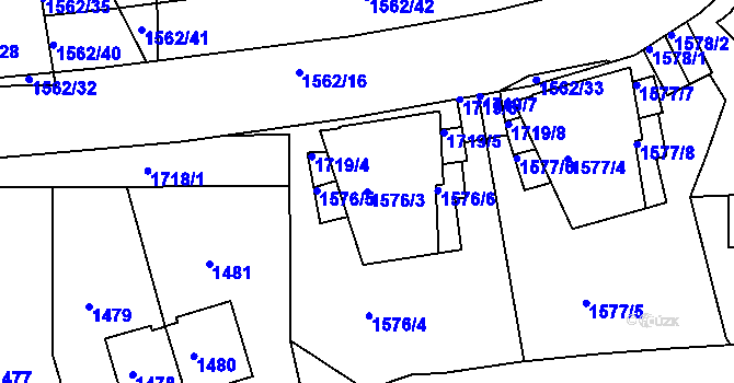 Parcela st. 1576/3 v KÚ Hlubočepy, Katastrální mapa