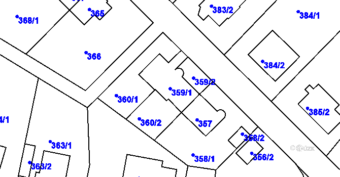 Parcela st. 359/1 v KÚ Hlubočepy, Katastrální mapa